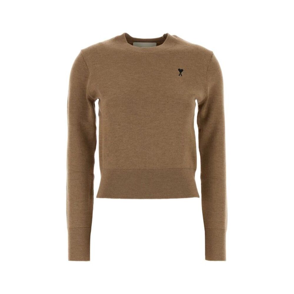 Ami Women Camel Wool Sweater